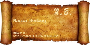 Macsa Bodony névjegykártya